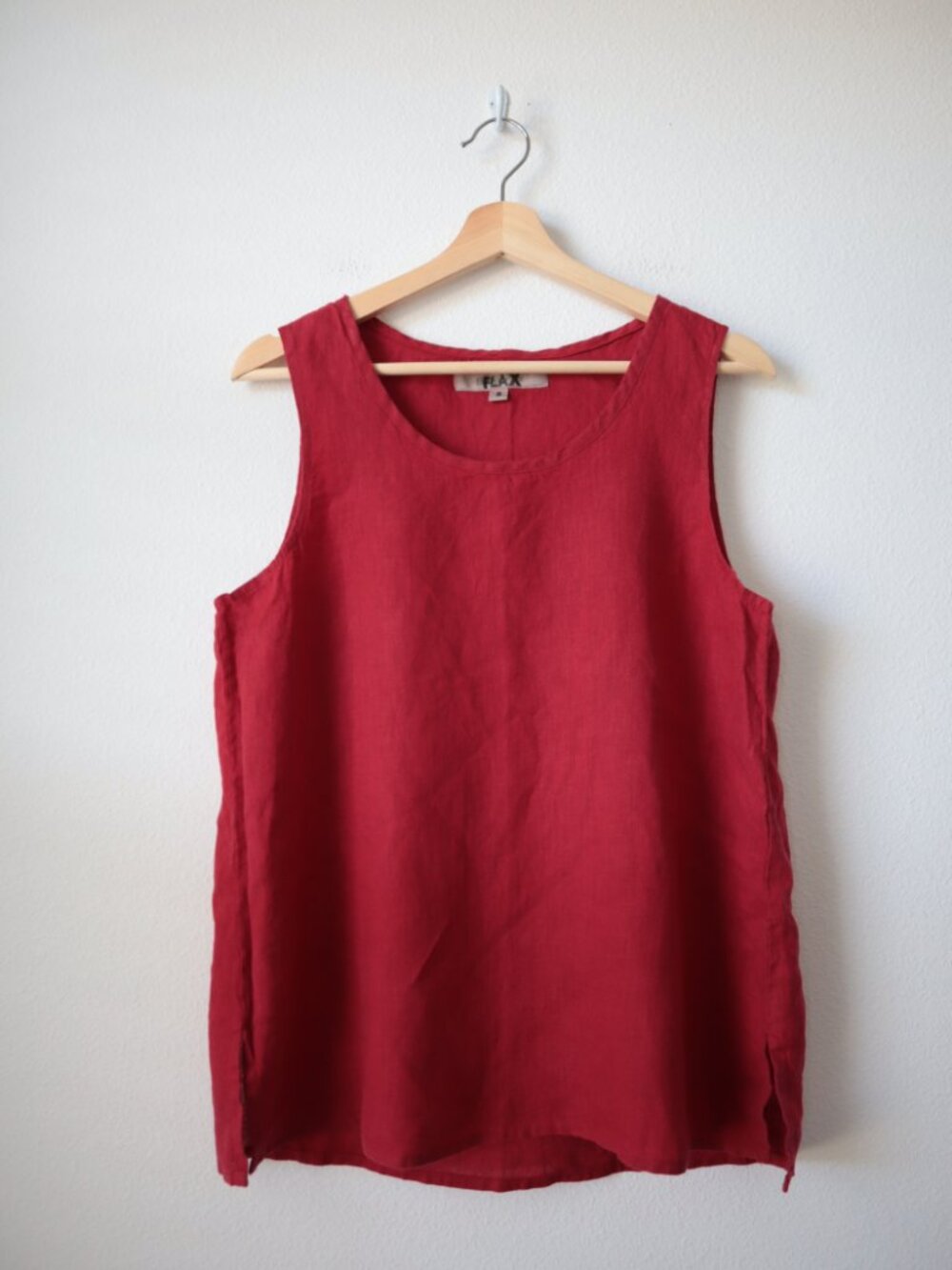 FLAX Red Linen Sleeveless Top | S